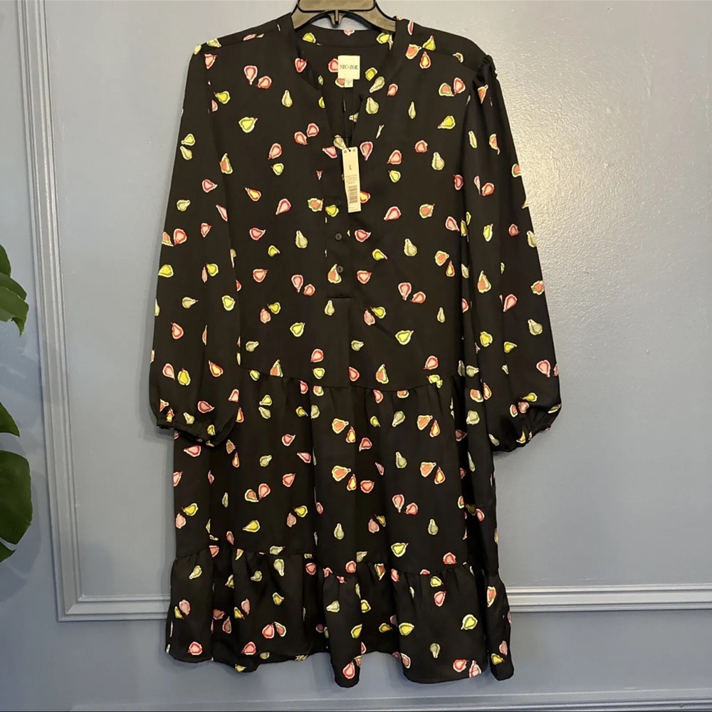 NIC+ZOE Black Floral Heart-Print Long-Sleeve Dress - Picture 9 of 11